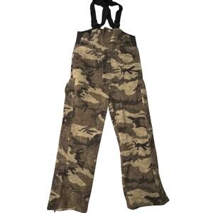 Cabela's Bib Overall Camo Outfitter Berber Fleece Medium Brown Tan